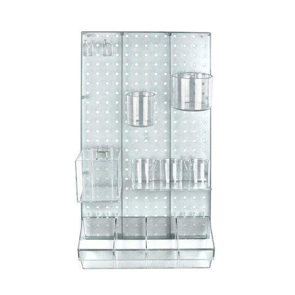 Azar Displays 12-Piece Clear Pegboard Organizer Kit with 1 Panel and Accessory 900942-CLR - main